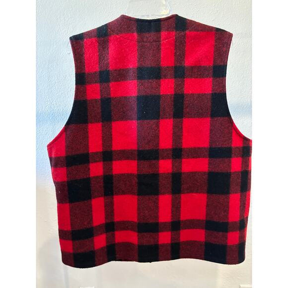 CC Filson Vintage Red Buffalo Plaid Virgin Wool Mackinaw Vest Men's XL Button - Picture 5 of 6